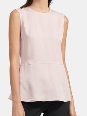 Theory 100% Silk Sleeveless Peplum Top in nude Pink size M